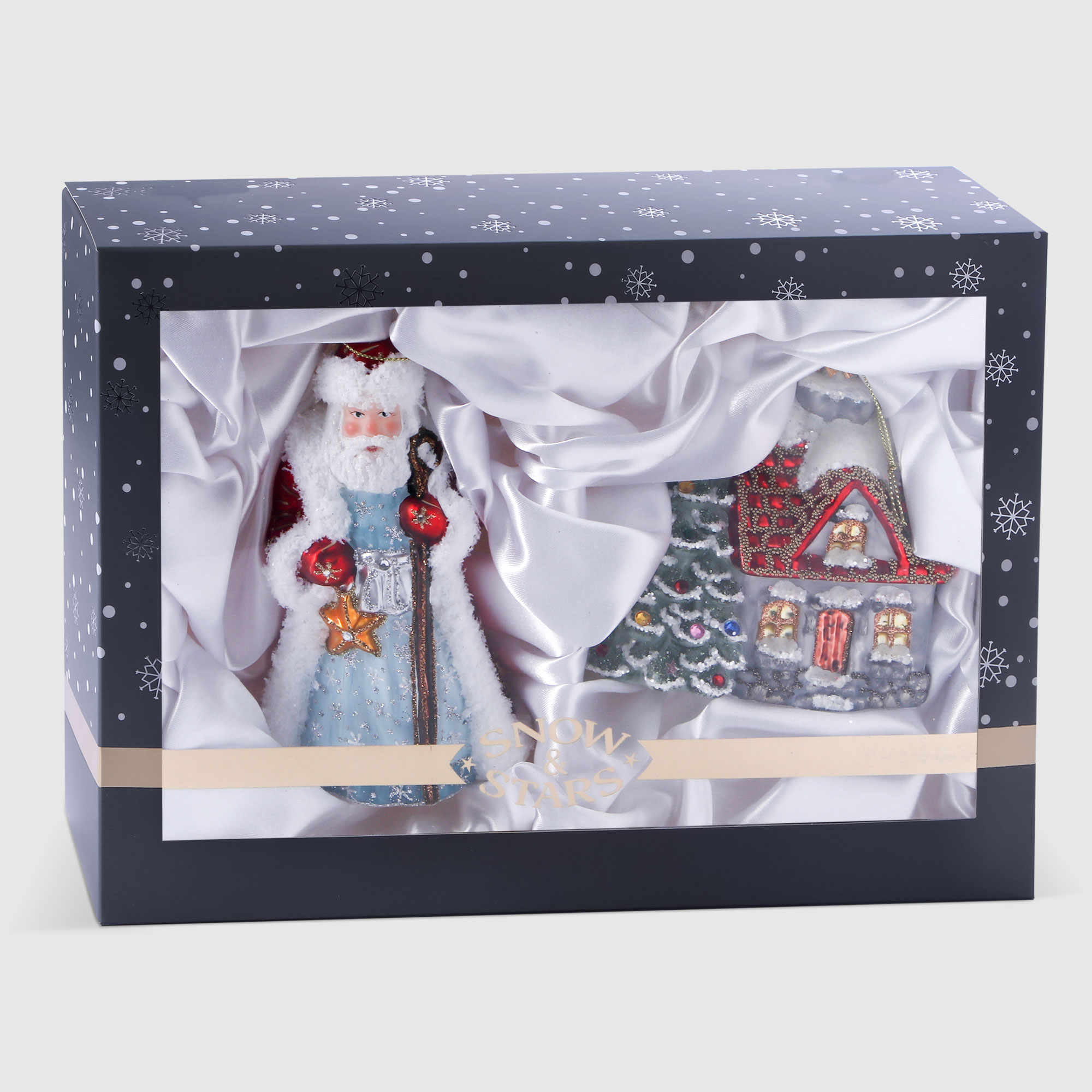 Набор ёлочных игрушек Snow and Stars Дед Мороз и дом с ёлкой 2 шт, Мультиколор
Набор ёлочных игрушек Snow and Stars Дед Мороз и дом с ёлкой 2 шт, Мультиколор