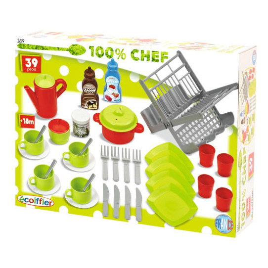 фото Игровой набор ecoiffier сушилка для посуды+посуда