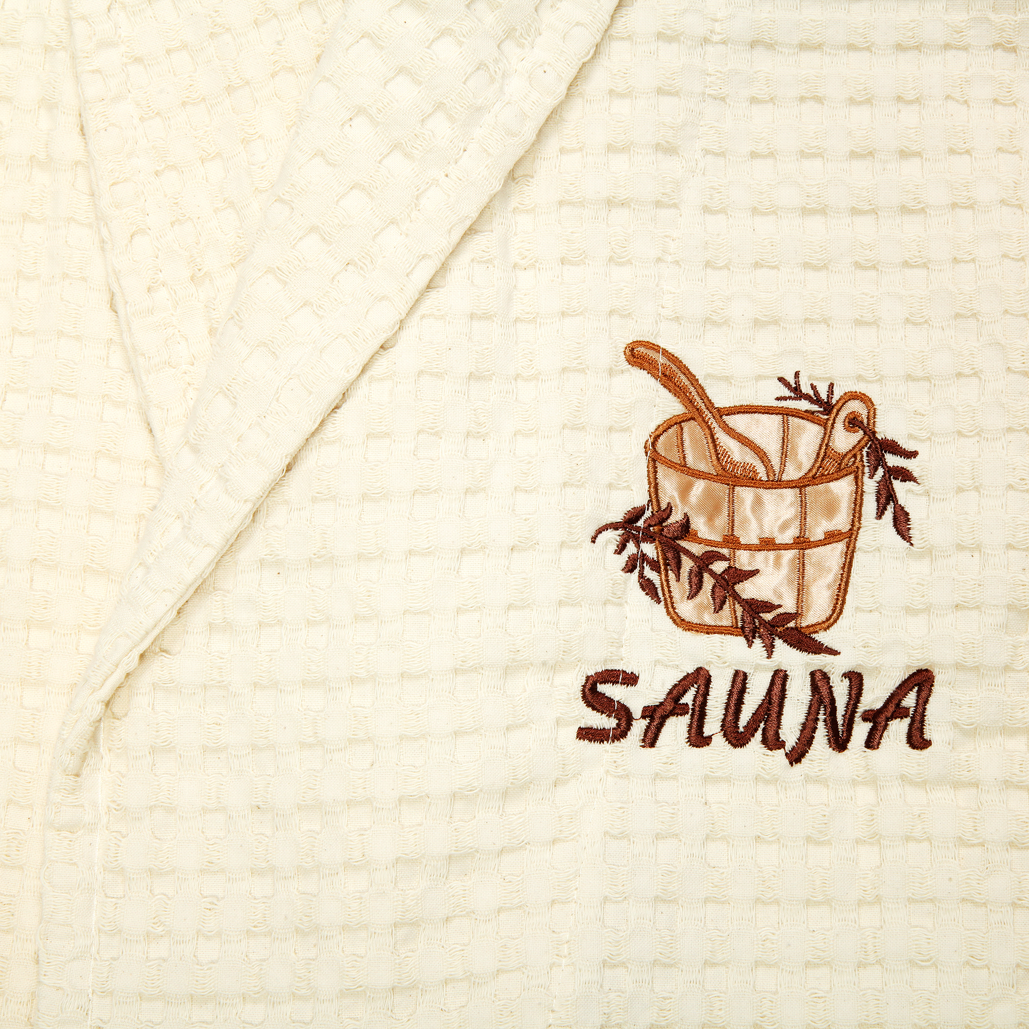 фото Халат женский asil sauna beige l вафельный с воротником