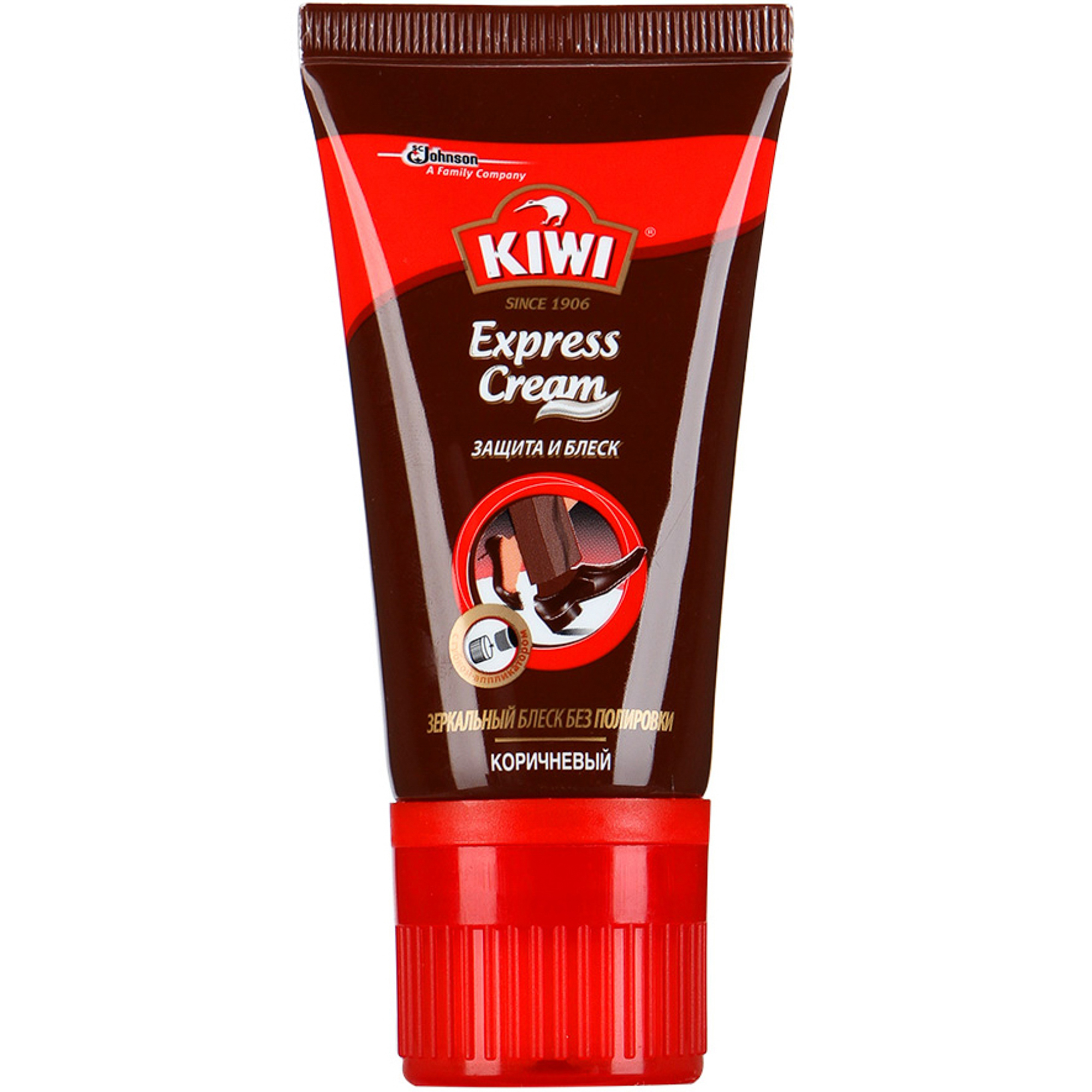 фото Крем kiwi express cream защита и блеск коричневый 50 мл