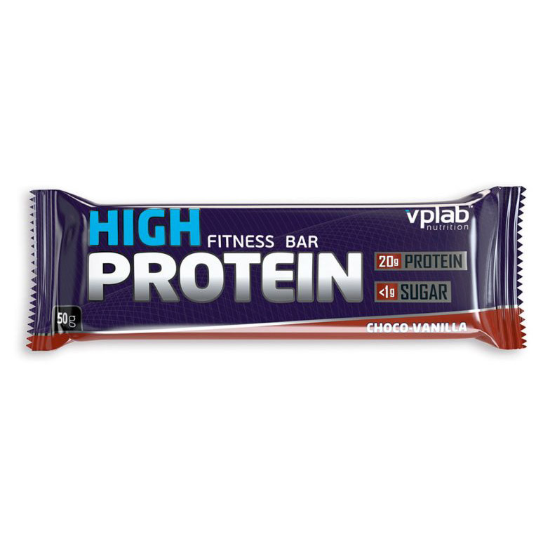 фото Батончик протеиновый vplab 40% high protein fitness bar шоколад, ваниль 50 г