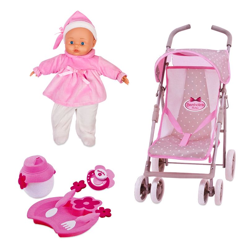 фото Игровой набор bambolina boutique прогулочная коляска с куклой 36 см
