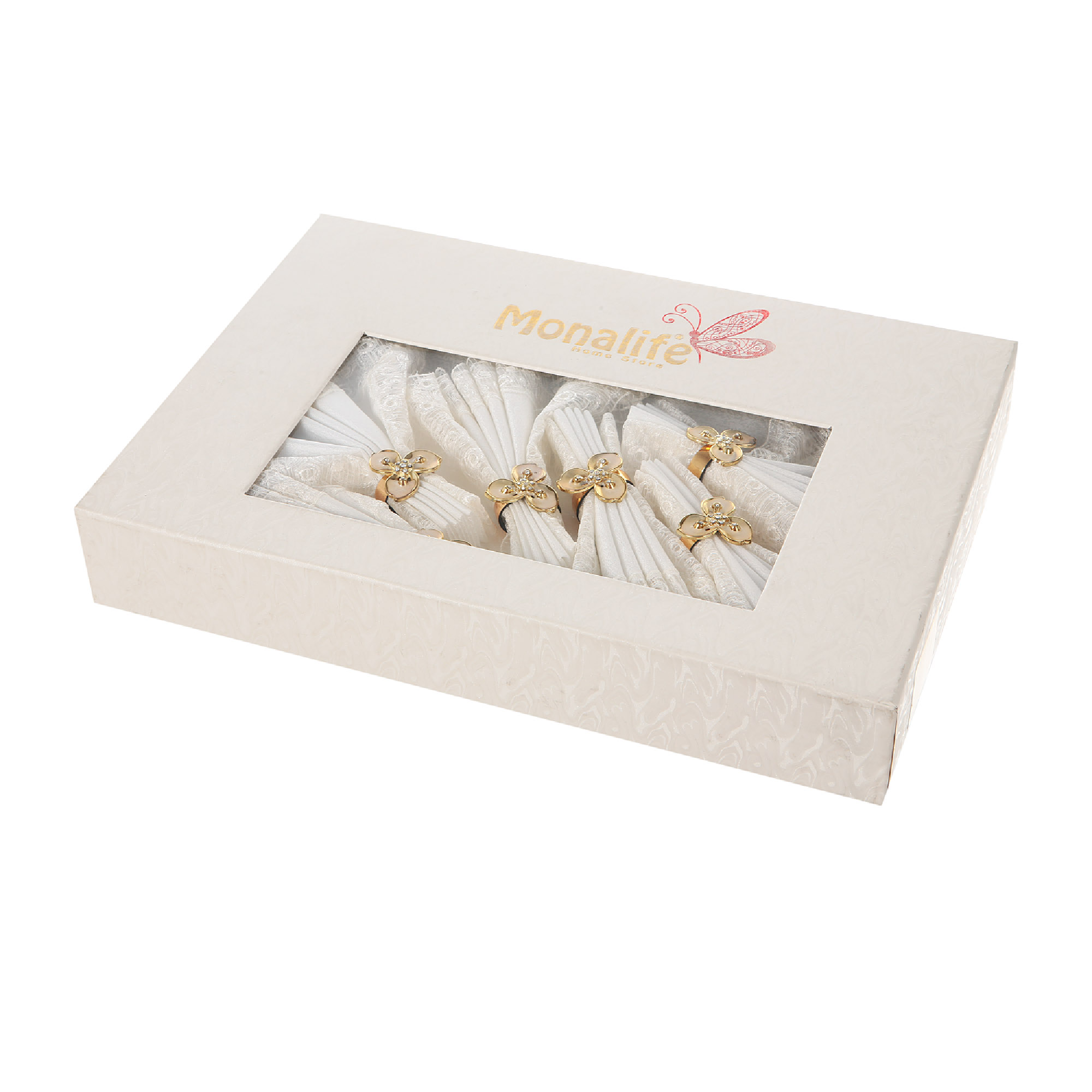 фото Скатерть 160х220+ 6 салфеток с кольцами monalife calvina