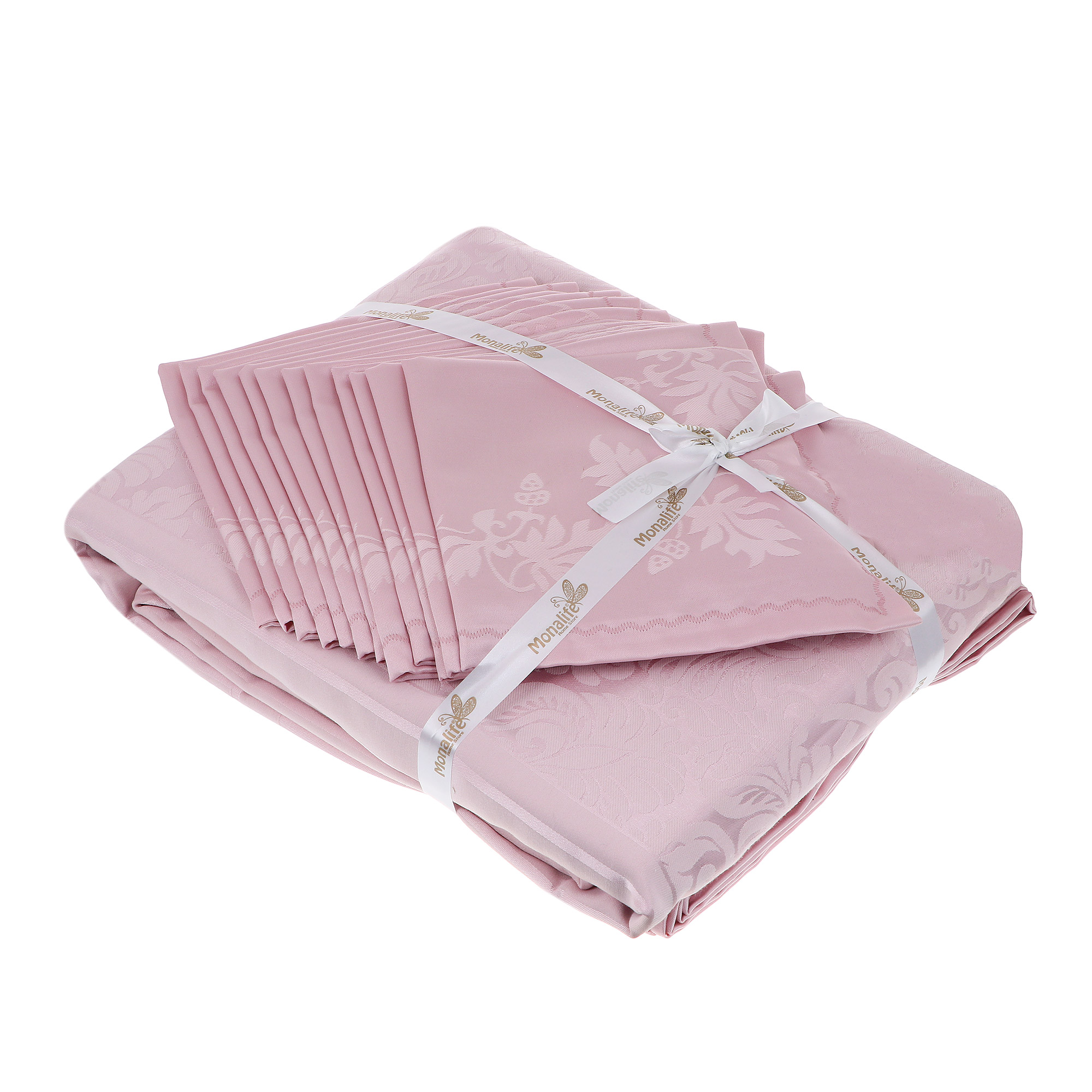 фото Скатерть monalife vip cotton 160х300+12 салфеток с кольцами, в ассортименте