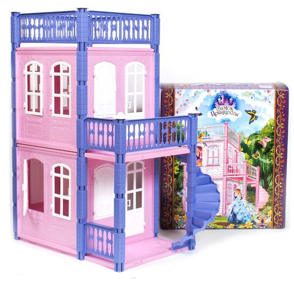 фото Домик для кукол нордпласт замок принцессы 2 этажа, розовый