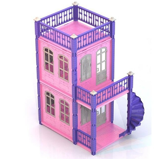 фото Домик для кукол нордпласт замок принцессы 2 этажа, розовый