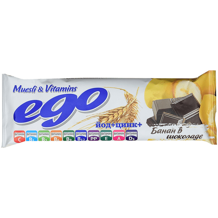 фото Батончик ego бад банан с йодом и витаминами в молочном шоколаде 25 г