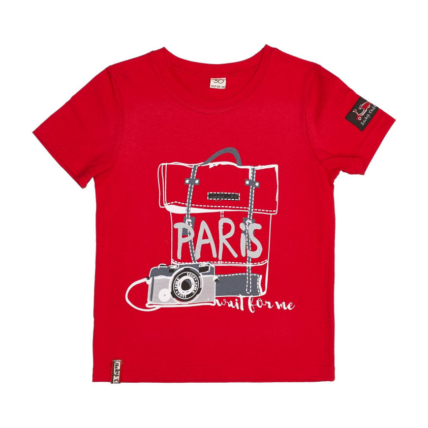 фото Футболка lucky child лемур в париже красная 104-110
