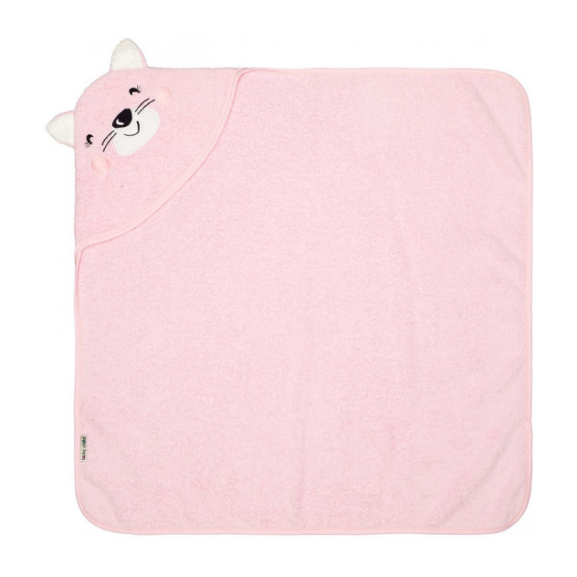 фото Полотенце весёлое купание котик розовое 75*75 lucky child
