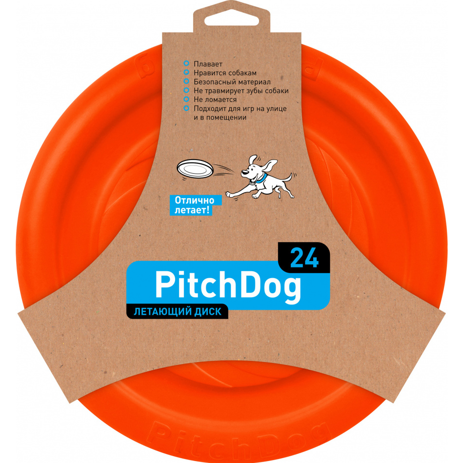 фото Игрушка для собак pitchdog летающий диск 24см красный