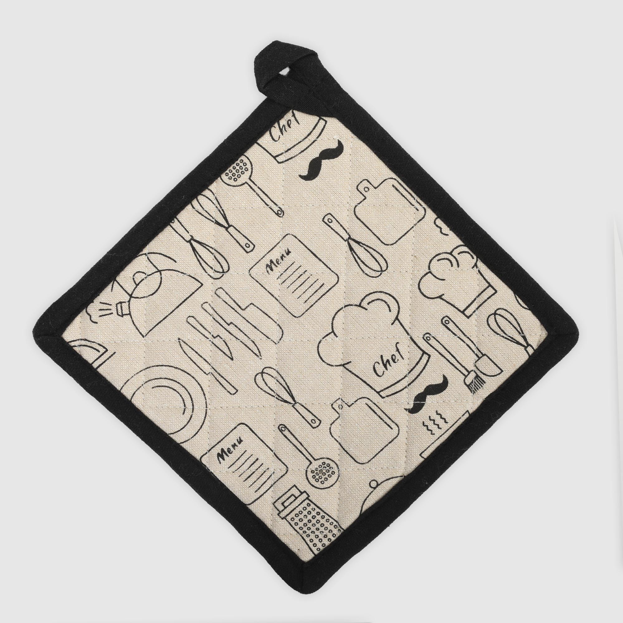 фото Набор кухонный homelines textiles фартук/прихватка/рукавица beige