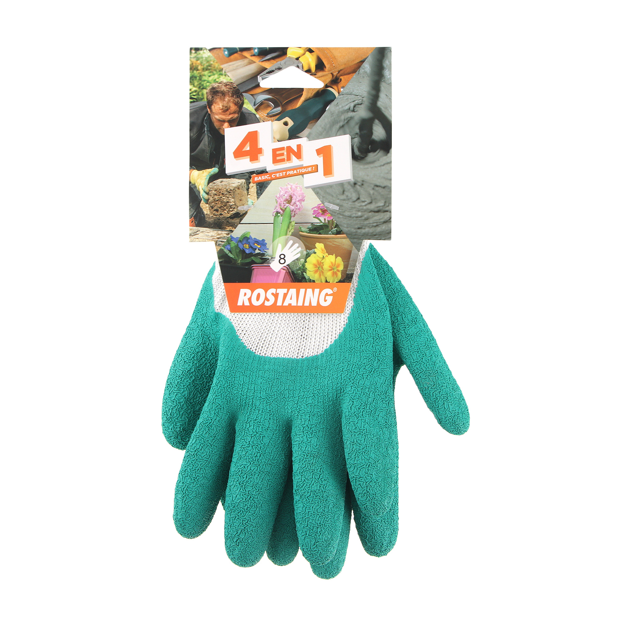 фото Перчатки садовые rostaing basic р.8 зелёные