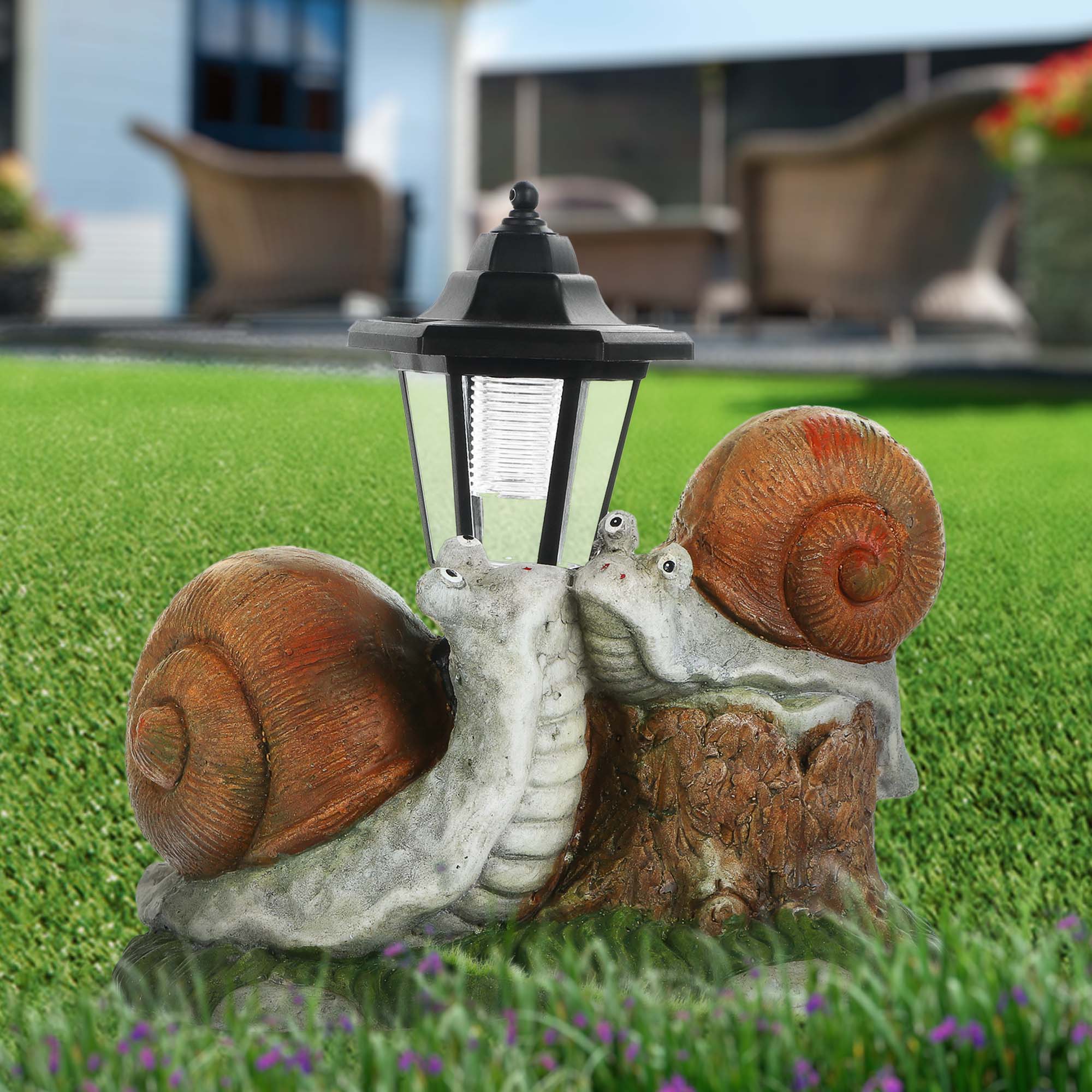 фото Фигура садовая-фонарь delux quanzhou улитки на солнечной батарее 30х21