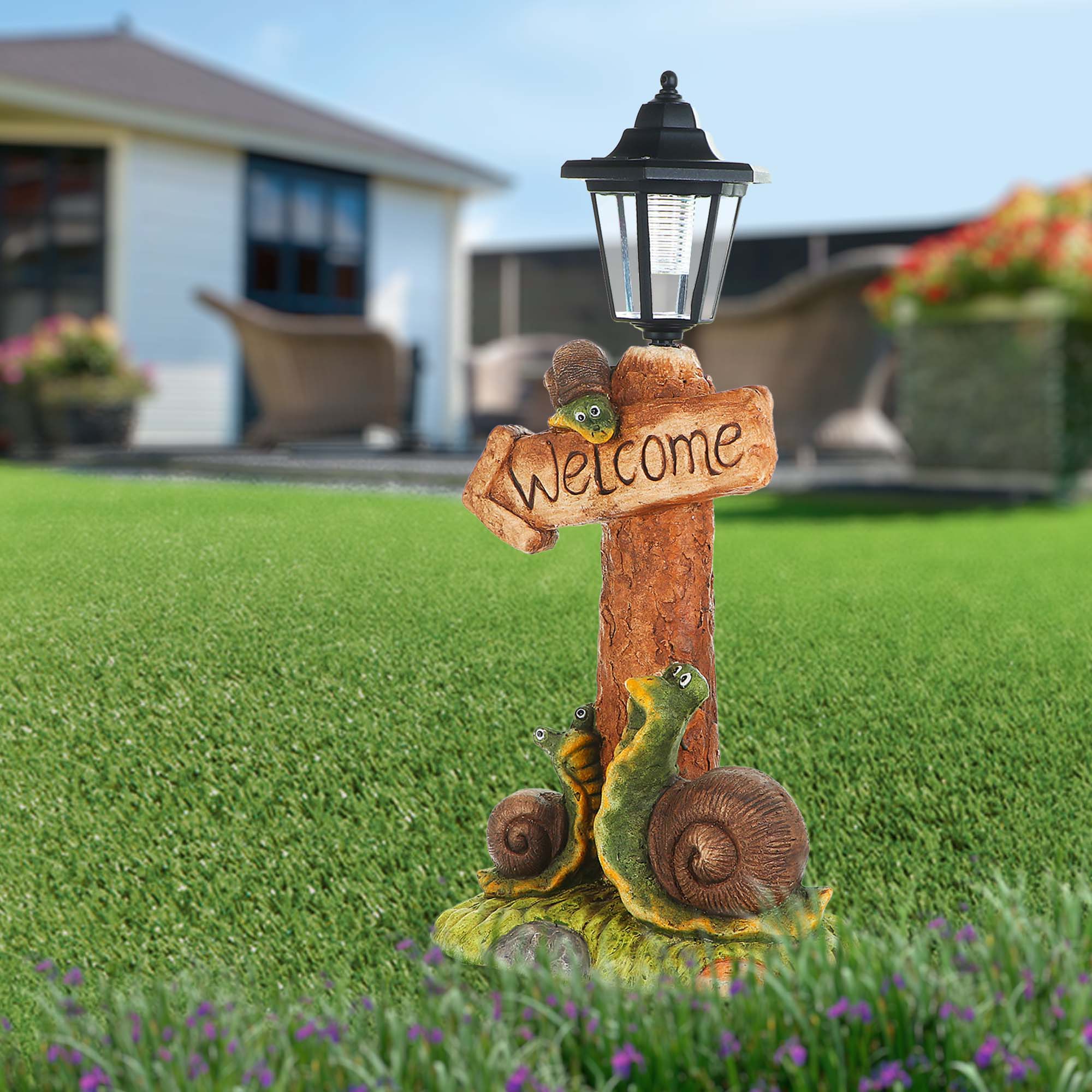 фото Фигура садовая-фонарь delux quanzhou welcome на солнечной батарее 24х34,5