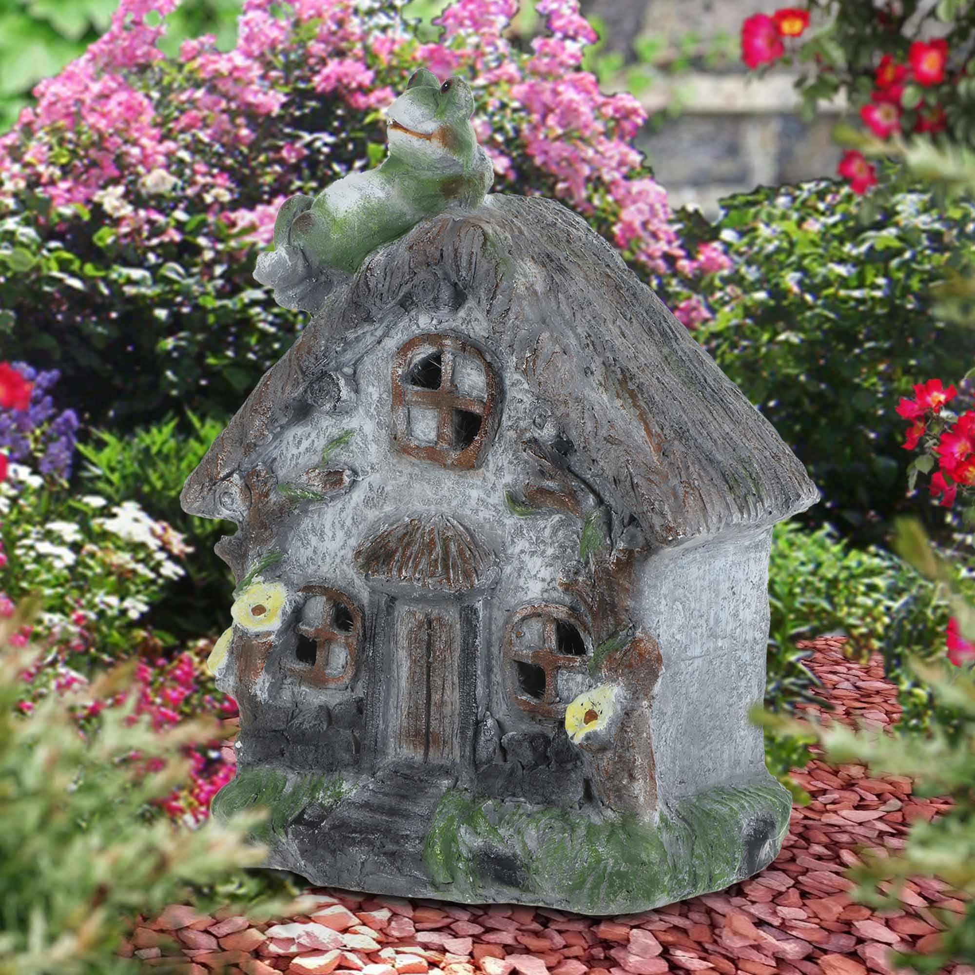 фото Фигура садовая delux quanzhou домик на солнечной батарее 29х37