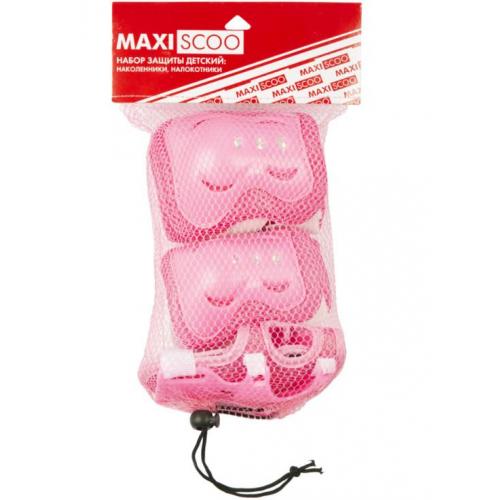 фото Набор защиты детский maxiscoo: наколенники, налокотники, защита запястья, размер m, розовый msc-pr61901m