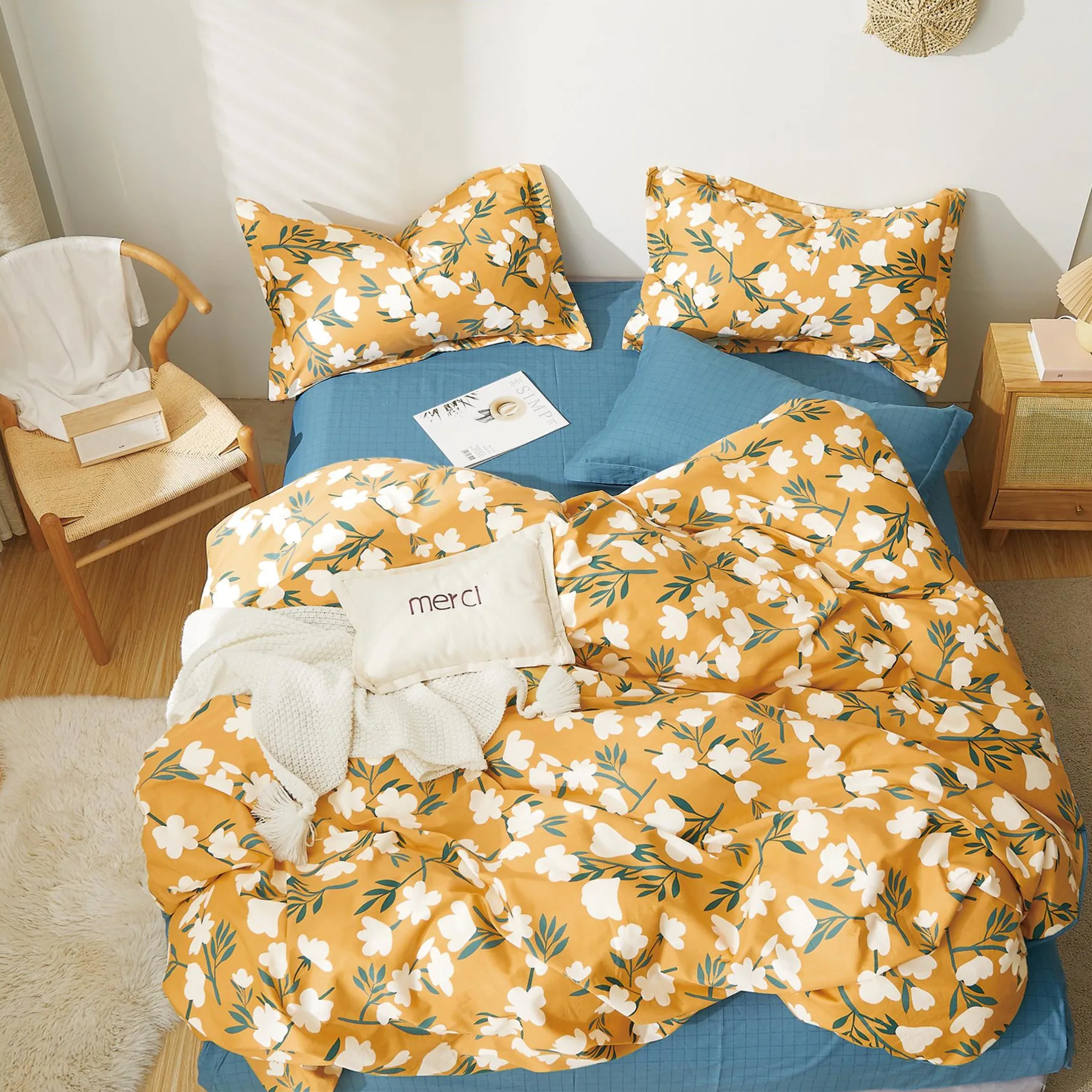 фото Комплект постельного белья sanpa долорес белый с оранжевым и синим евро
