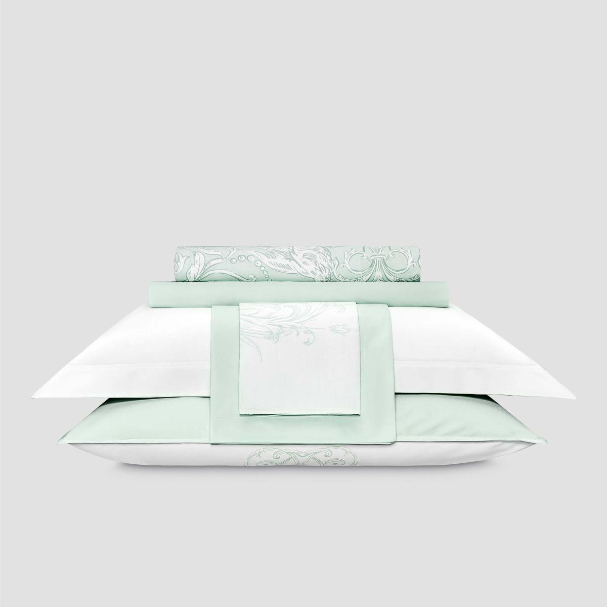 фото Комплект постельного белья togas арамея белый с зелёным кинг сайз