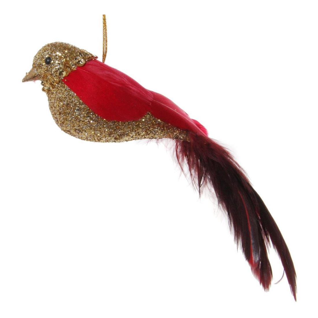 фото Подвеска shishi ny птица красно-золотистая 16 см