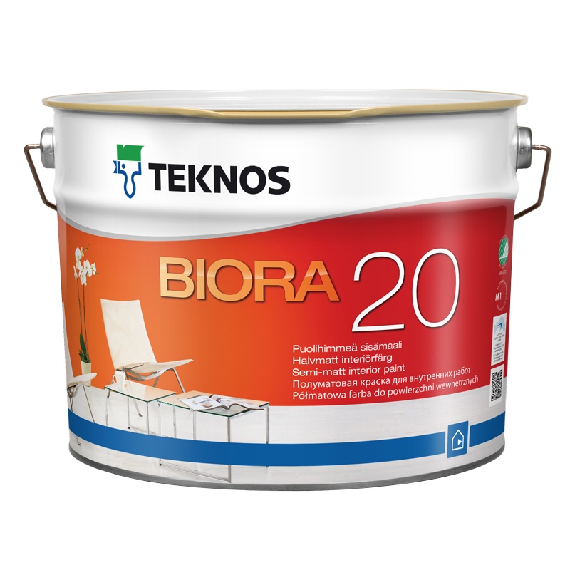 Краска полуматовая бесцветная Teknos Biora РМ3 10/9 л краска алкидная teknos futura aqua 20 полуматовая белый 0 45 л