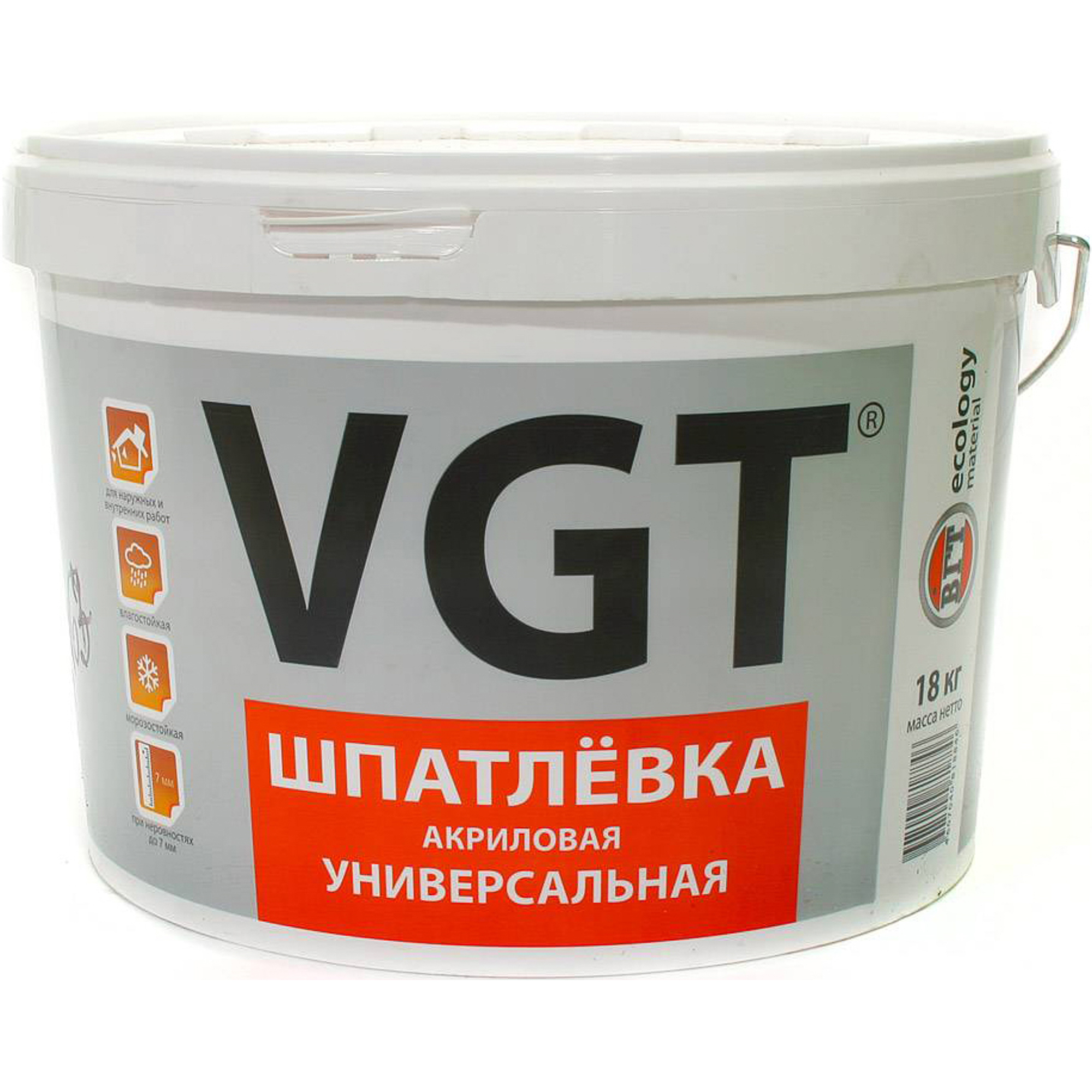 Шпаклевка 1. Шпатлевка акриловая универсальная VGT 7,5 кг. Шпатлёвка универсальная VGT 18 кг. Шпаклевка ВГТ акриловая универсальная. Шпатлевка универсальная акриловая 1 кг 