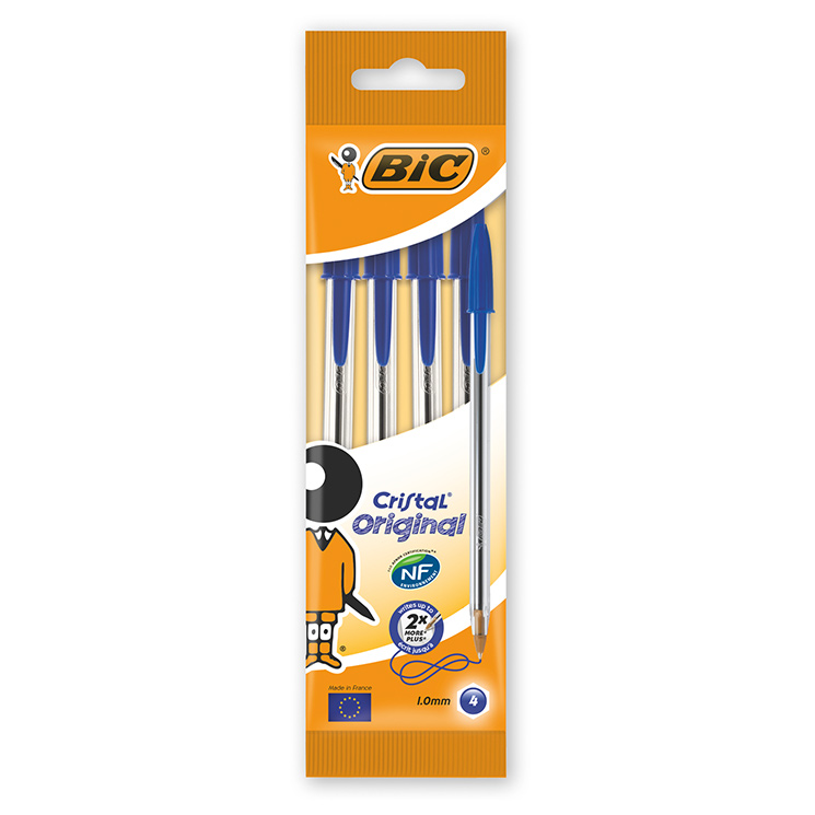 

Ручка BIC Кристал, средняя линия, синяя 4 шт, Синий