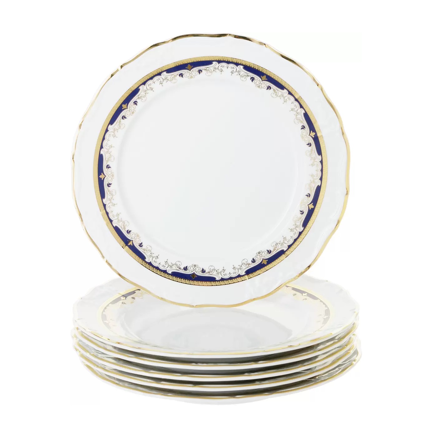 Набор тарелок мелких Thun Мария Луиза синий декор 25 см 6 шт. набор для торта thun 1794 яна серый мрамор на 6 персон
