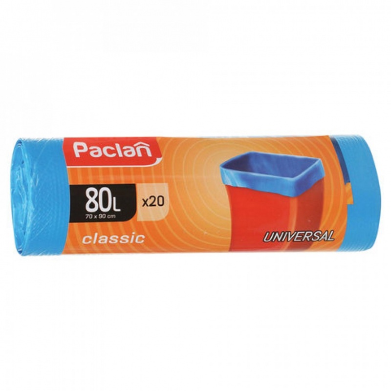 Мешки мусорные PACLAN Classic 80л 70 х 90см 20шт синие пакеты мусорные паклан 240л 20шт