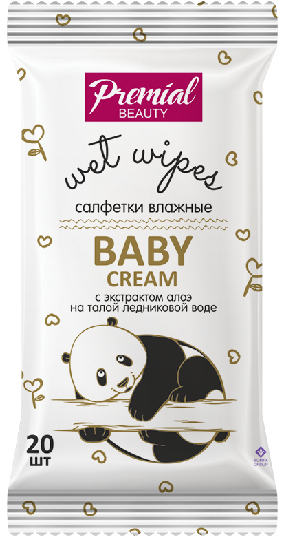 Влажные салфетки с кремовой пропиткой Premial 20 шт 69₽