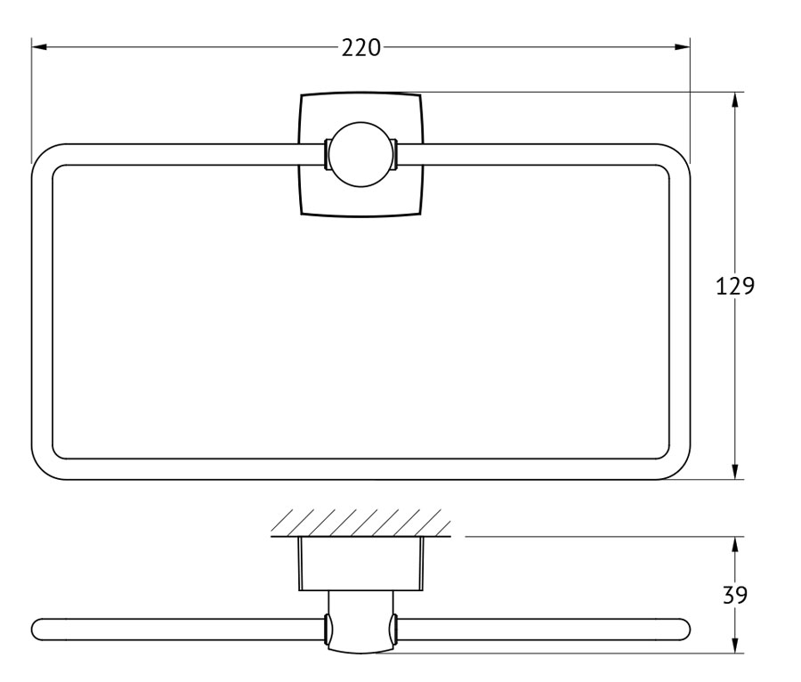Держатель полотенца прямоугольный (хром) FBS ESP 022 Вид№2