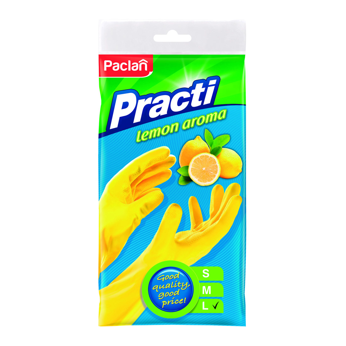 перчатки резиновые paclan с ароматом лимона s желтые 1 пара Перчатки резиновые Paclan с ароматом лимона L
