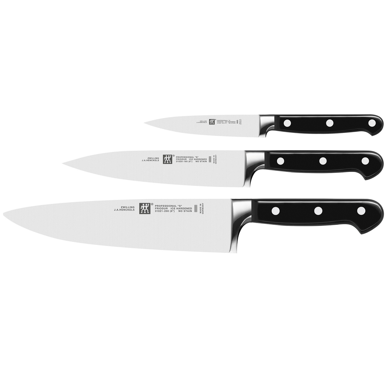 Набор кухонных ножей Zwilling 3 пр professional s (665721), цвет черный - фото 1