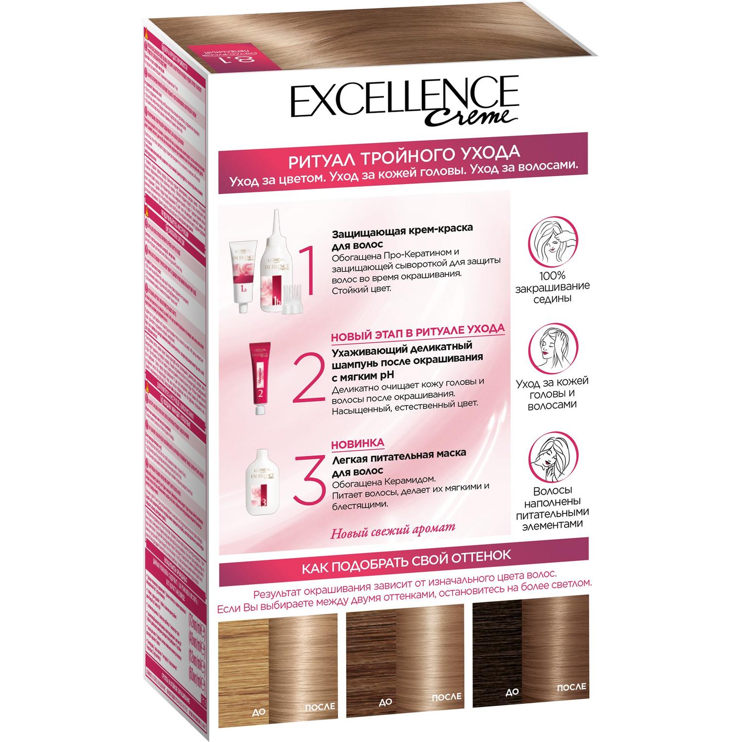 Краска L’Oreal Excellence Creme 8.1 Светло-русый пепелельный (A0692700) Вид№2