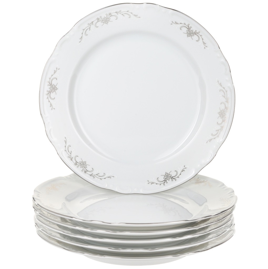 Набор тарелок мелких Thun Констанция 24 см серый декор набор десертных тарелок thun karlovarsky por менуэт декор золото 19 см 6 шт