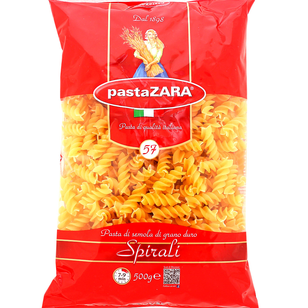 Макаронные изделия Pasta Zara №57 спиральки 500 г макаронные изделия pasta zara 61 cavatappi рожок витой 500 г