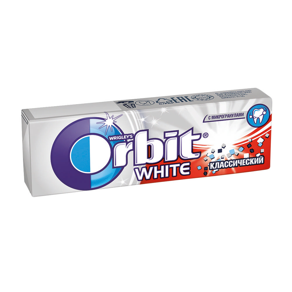 Жевательная резинка Orbit White Классический, 13,6 г жевательная резинка orbit классический без сахара 10 2 гр