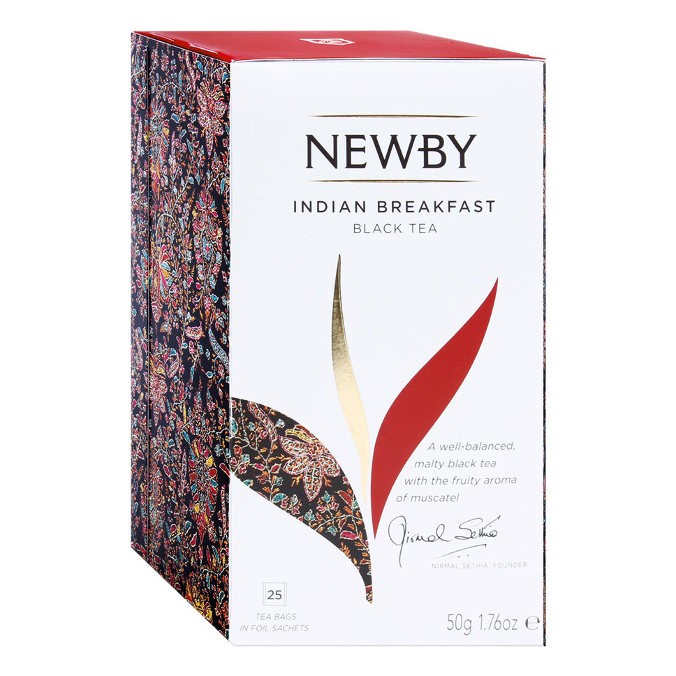 Чай черный Newby Индийский Завтрак 25 пакетиков чай зеленый newby зеленая сенча 25 пакетиков