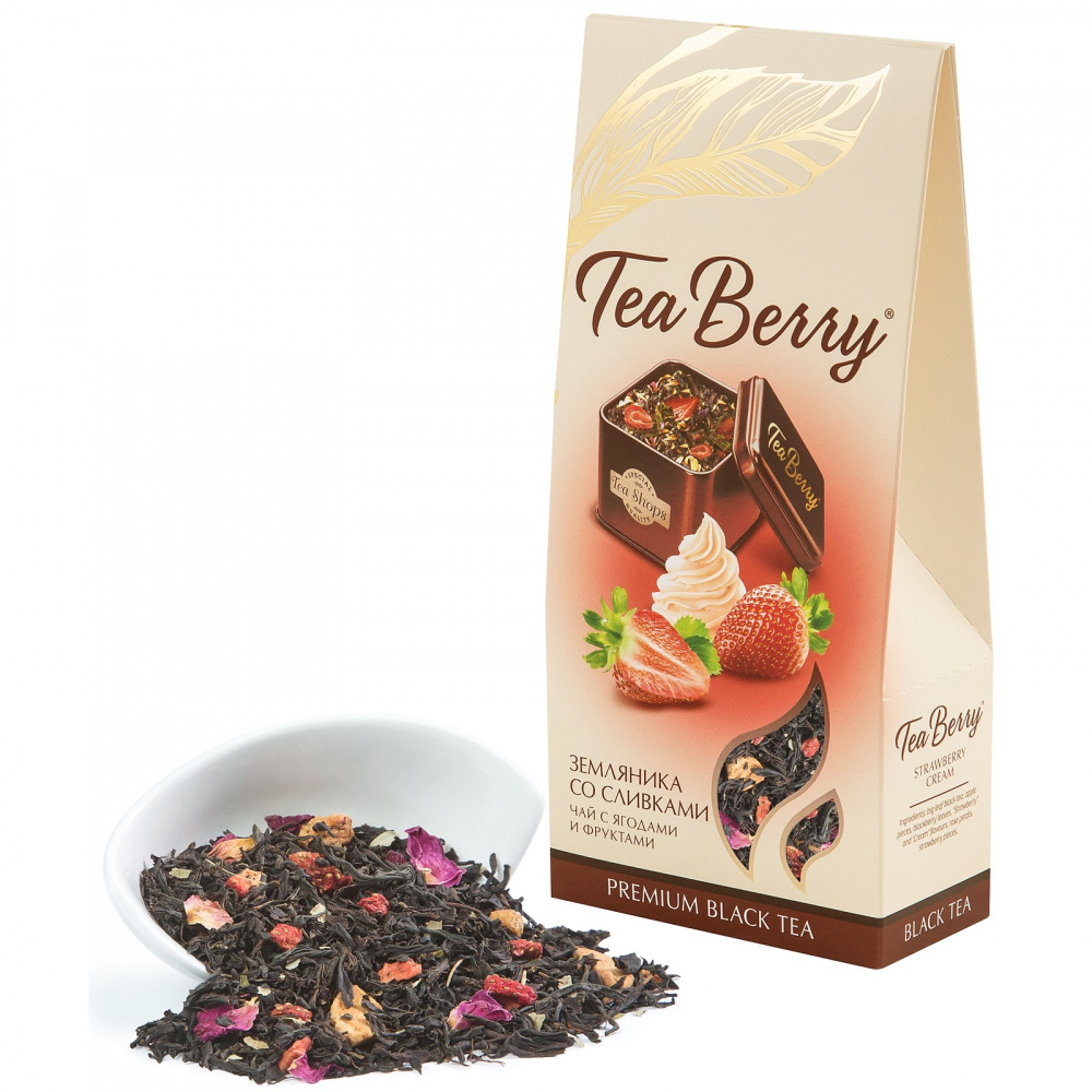 Чай черный TeaBerry Земляника со сливками 100 г чай ройбуш teaberry земляничный 100 г