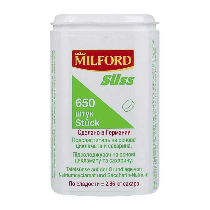 Сахарозаменитель Milford Suss 650 таблеток сахарозаменитель аспартам novasweet 150 таблеток