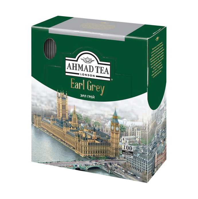 Чай Ahmad Tea Earl Grey черный 100 пакетиков чай черный ahmad tea earl grey листовой с бергамотом 200 г