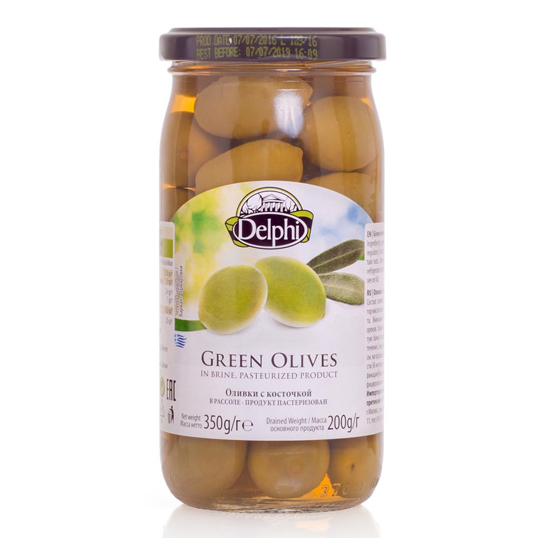 Оливки Delphi с косточкой 350 г оливки d amico зеленые гигантские с косточкой 0 47 л