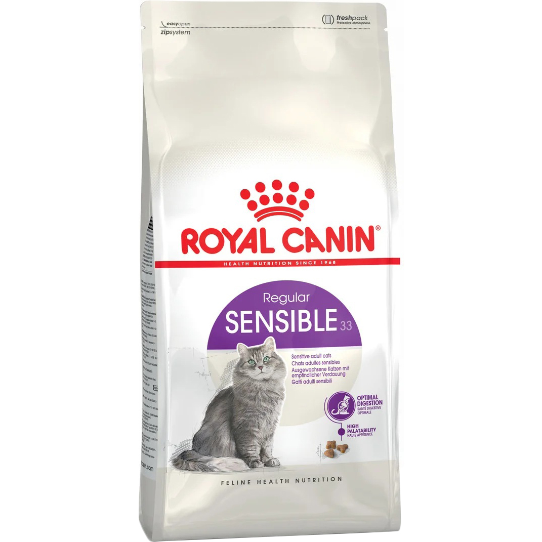 Корм для кошек Royal Canin Sensible 33 при чувствительном пищеварением 4 кг royal canin hepatic hf 26 сухой лечебный корм для кошек при заболеваниях печени 500 гр