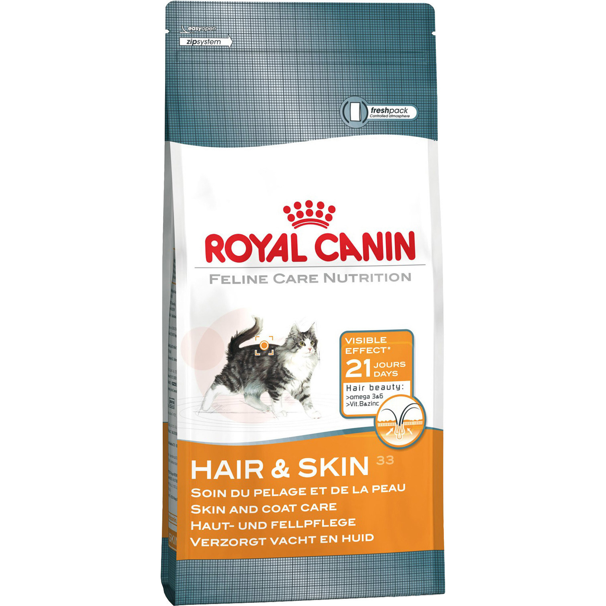 Корм для кошек ROYAL CANIN Hair & Skin 33 для чувствительной кожи и для улучшения шерсти, птица 400г корм для кошек royal canin hair