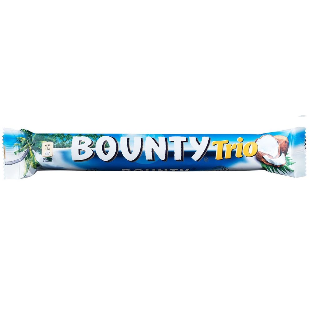 Шоколадный батончик Bounty Trio, 82,5 г шоколадный батончик bounty 50 г