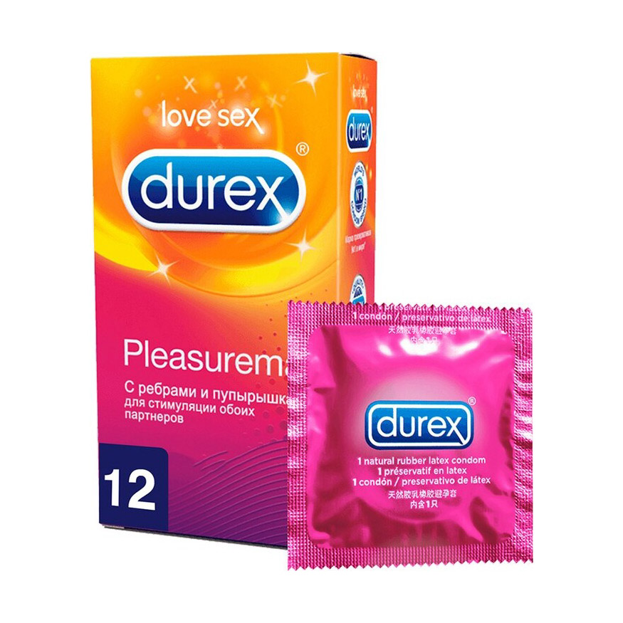 Презервативы Durex Pleasuremax с ребрами и пупырышками 12 шт