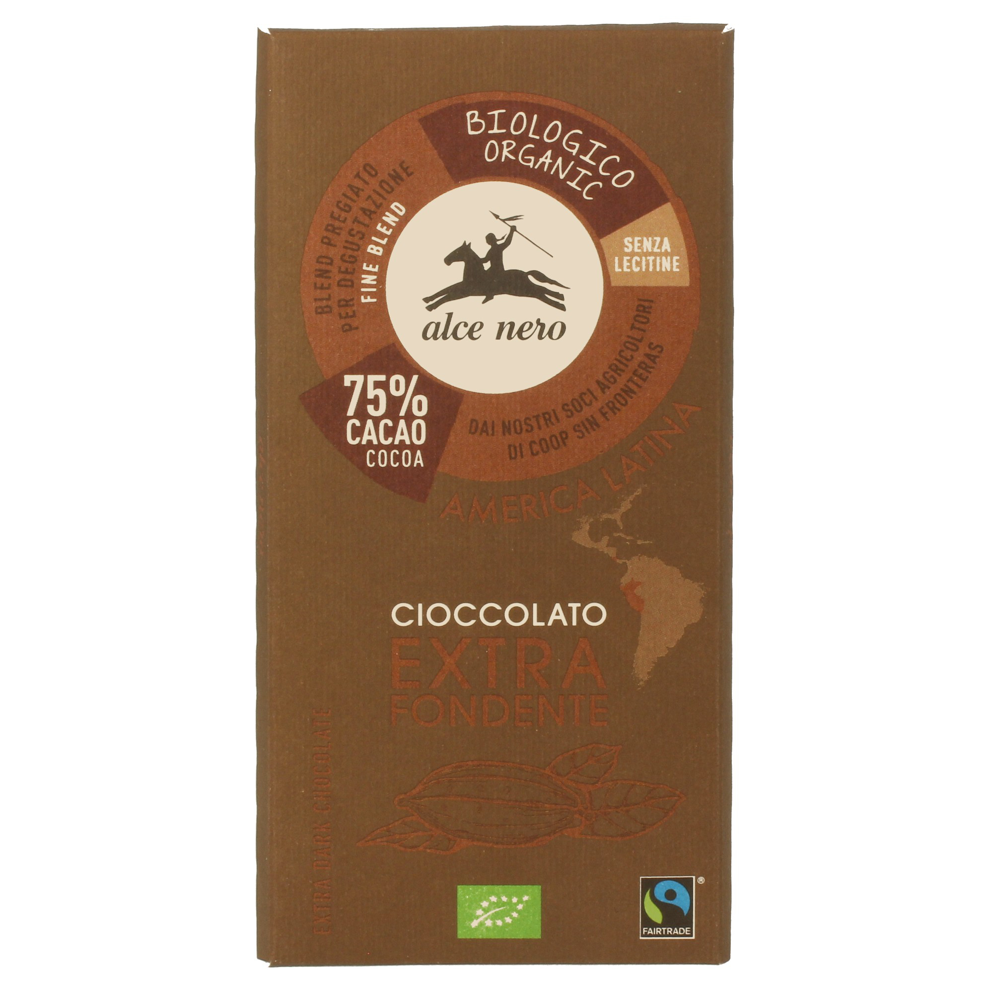 Шоколад Alce Nero ORGANIC 75% горький плиточный 100 г шоколад вдохновение горький с миндалем 75% какао 100 гр