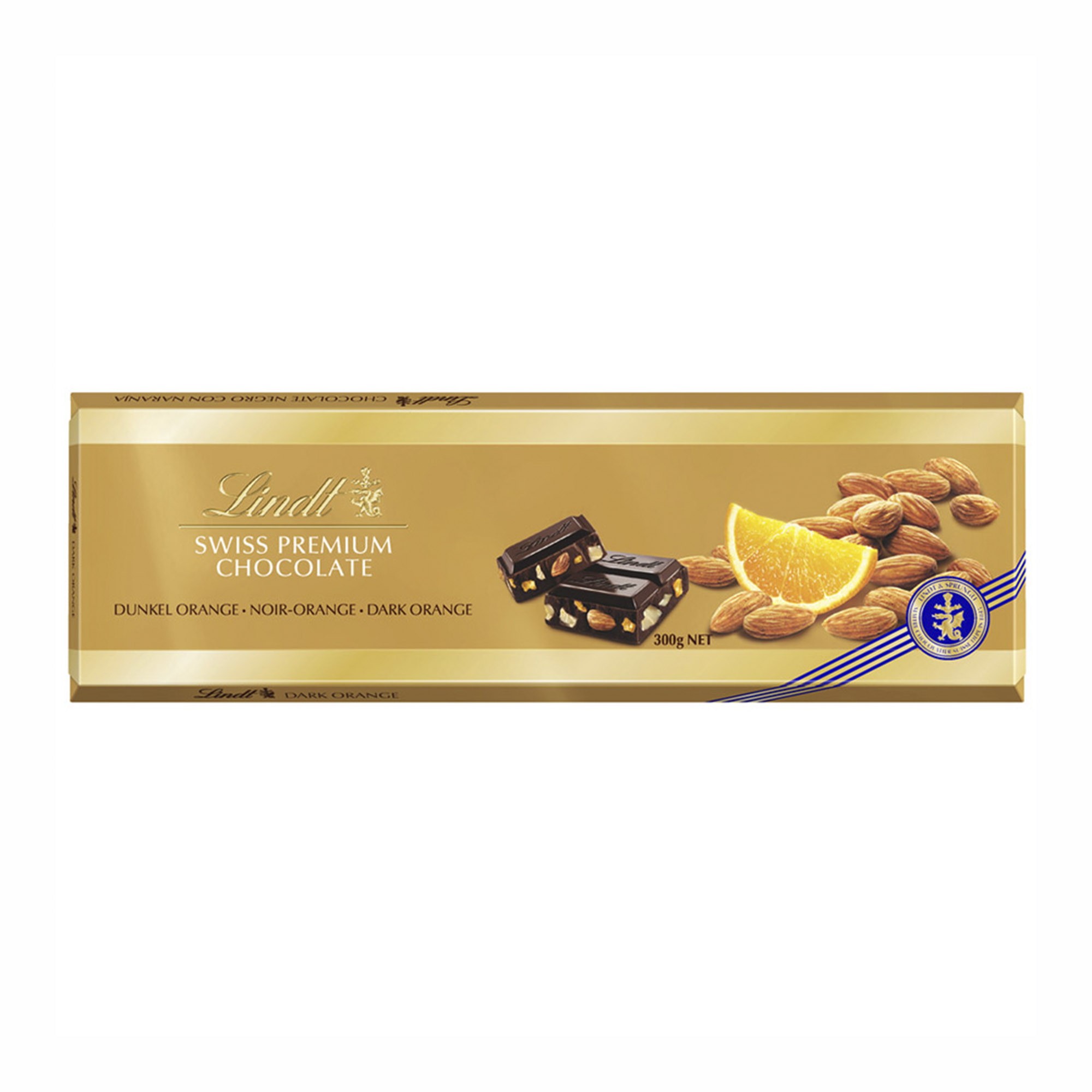 Шоколад горький Lindt Gold с Апельсином и Миндалем 300 г шоколад вдохновение горький с миндалем 75% какао 100 гр