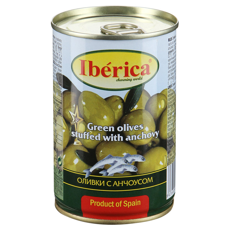 Оливки Iberica с анчоусом 300 г оливки iberica с голубым сыром 300 г