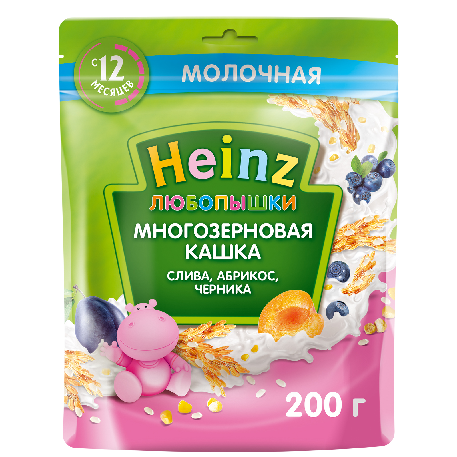 Каша молочная Heinz многозерновая слива-абрикос-черника с 12-ти месяцев 200 г
