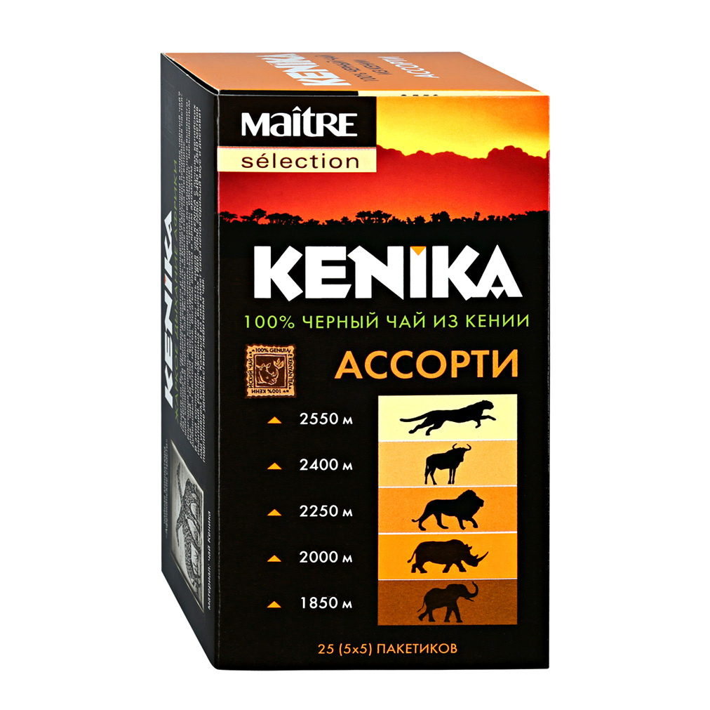 Чай черный Maitre Selection Kenika байховый ассорти 25 пакетиков кофе растворимый 3 в 1 петровская слобода пломбир 18 г 25 пакетиков
